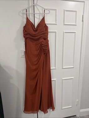 NWT Azazie Auburn Deandra Draped Spaghetti-Strap Bridesmaid Dress